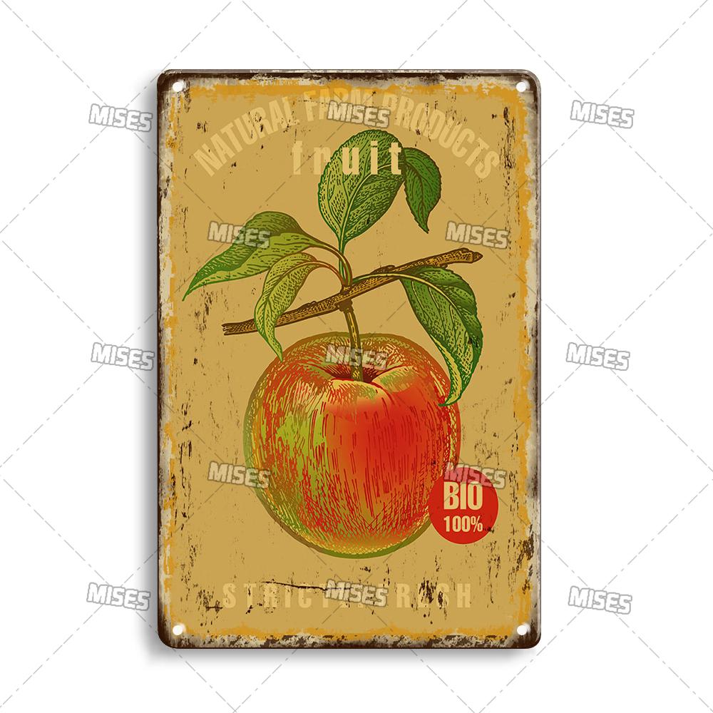 MISES Fruit And Vegetable Metal Poster Decorative Plate Kitchen Vintage Poster Home Bar Farm Industrial Decor Metal Tin Sign