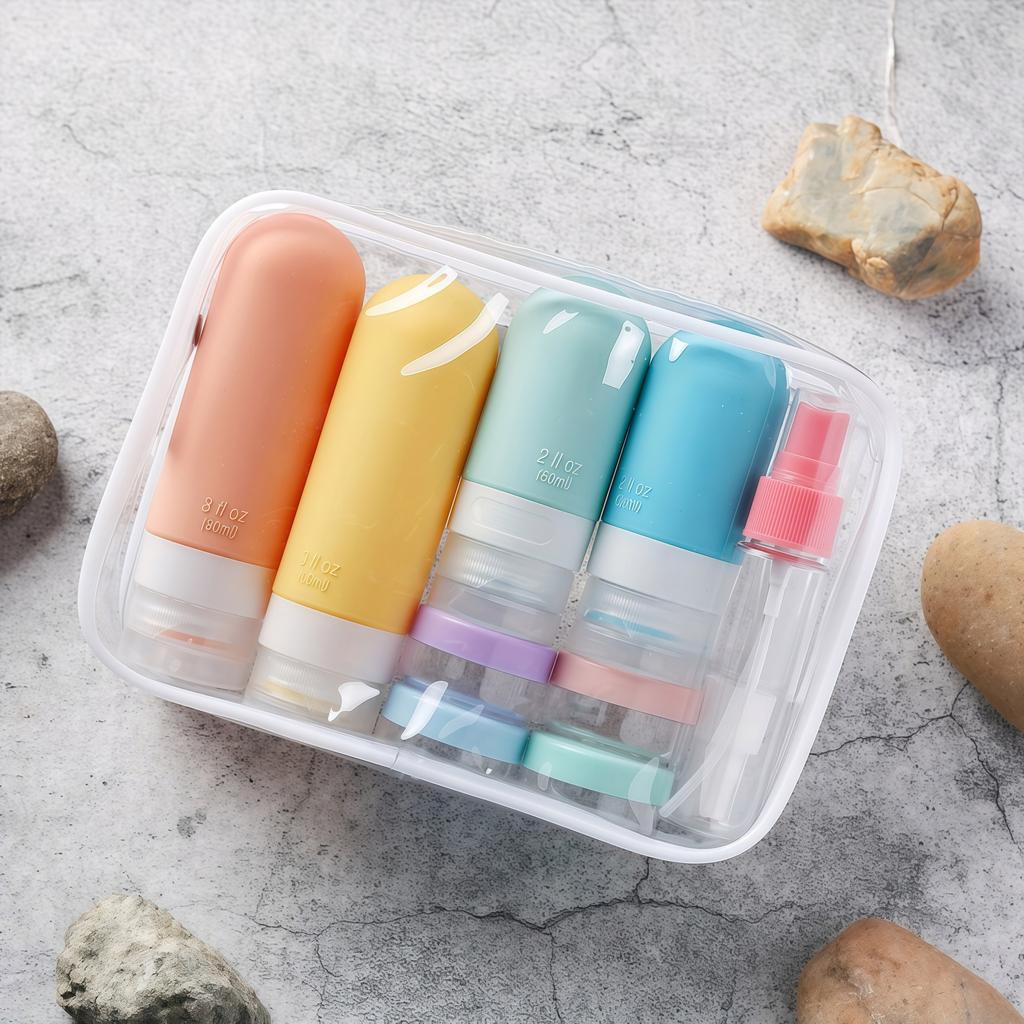 17PCS Leakproof Travel Bottles Set, Silicone Toiletry Containers for Shampoo Lotion Soap, TSA Approved with Storage Bag-liu