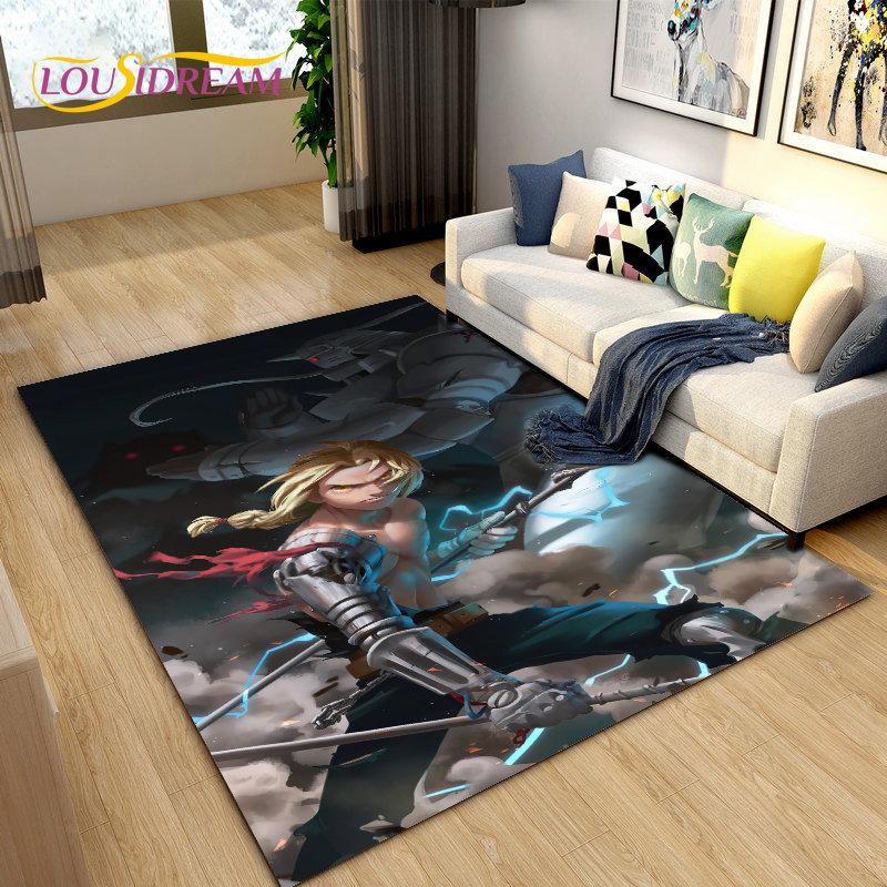 Fullmetal Alchemist Anime Cartoon Area Rug Large,Carpet Rug for Living Room Bedroom Sofa Doormat Decoration, Non-slip Floor Mat