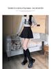 2024 Fashion High Waist Black Pleated A-line Mini Skirt for Women - Spring, Summer, Autumn