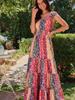 New Summer Bohemian Floral Wrap Belt Midi Dress