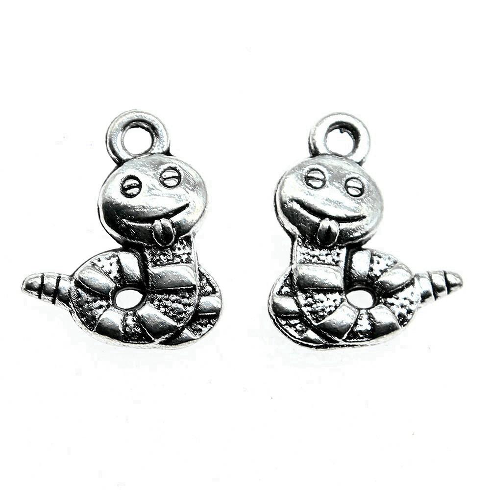 Cobra Snake Charms Antique Bronze Silver Pendants For DIY Bracelet Necklace Jewelry