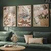 French Country Modern Paris Wall Art Suitable for Living Room Vertical French Streetscape Canvas Poster with Tulips, Spring Autumn Paintings