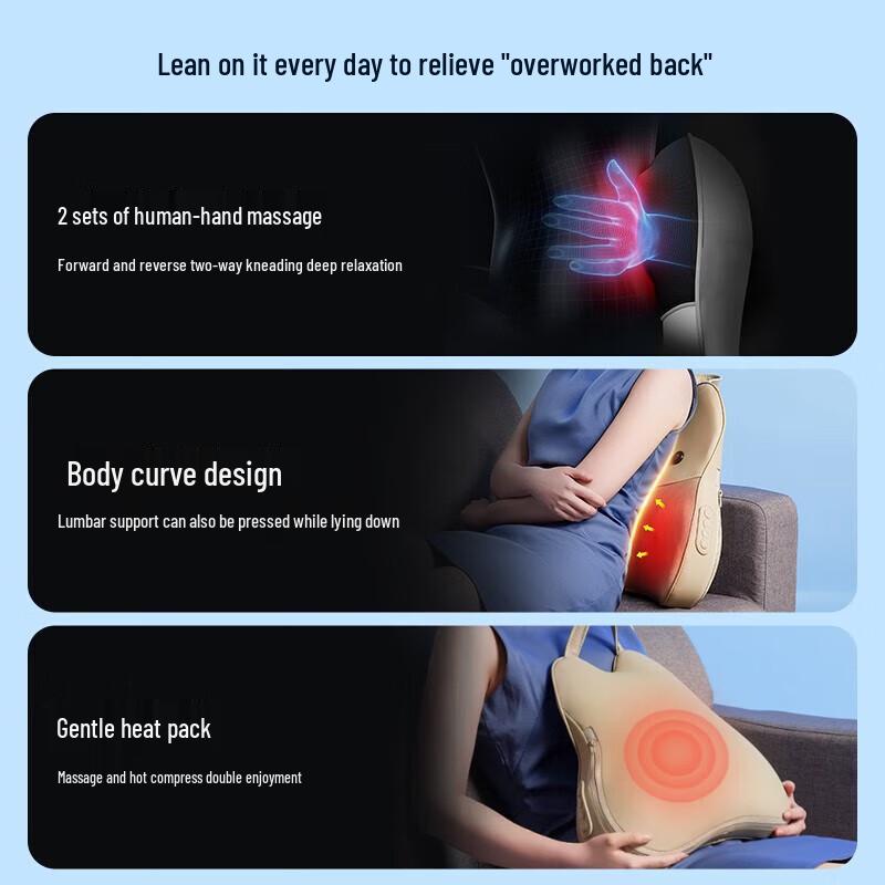 AUX Lumbar & Neck Massage Cushion with Heat & Red Light Therapy