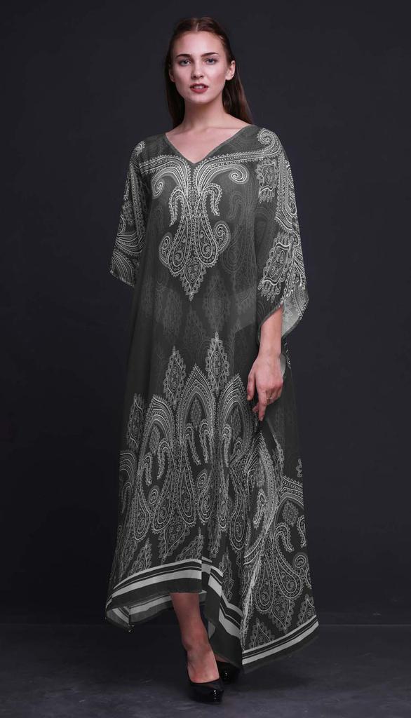 Phagun Floral & Paisley Ladies Plus Size Kaftan Summer Wear Beach Coverup Kimono