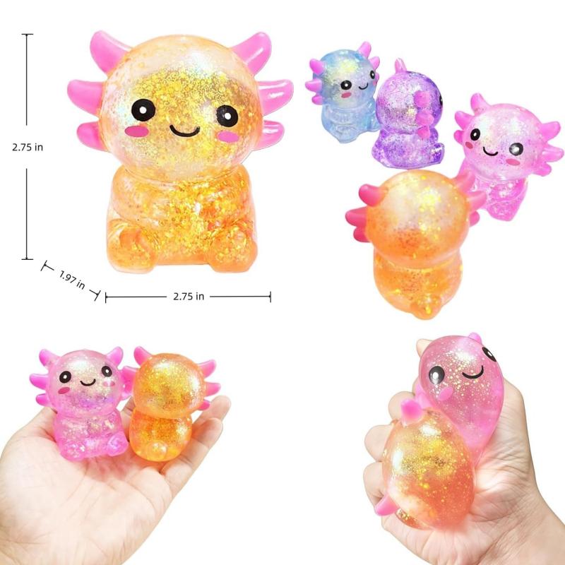 Maltose Filled Axolotl Squishy Stress Relief Toy Slow Rising Sensory Fidget for Adults Desk Anxiety Relief and Focus Aid