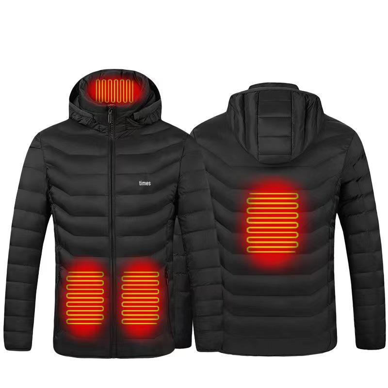 Men's Dual-Control USB Heated Cotton Coat with Nine-Zone Electric Heating