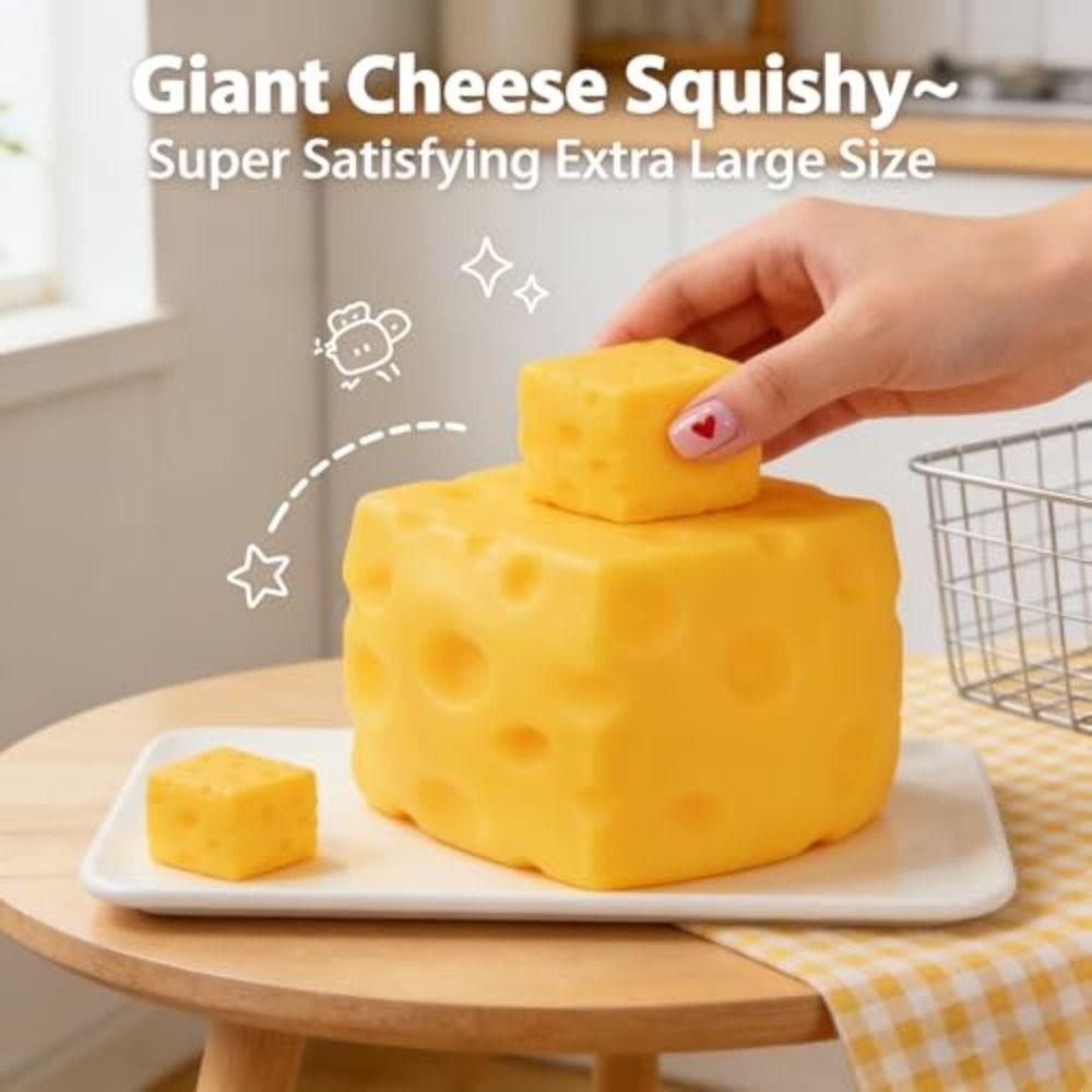 Sensory Stress Relief Giant Cheese Squishys Soft Novelty Food Theme Cheese Cubes Toys