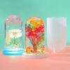 2pc Large Spherical Cylinder Silicone Resin Mold with Base for Flower Preservation,Suitable for Night Lights,Desktop Decorations