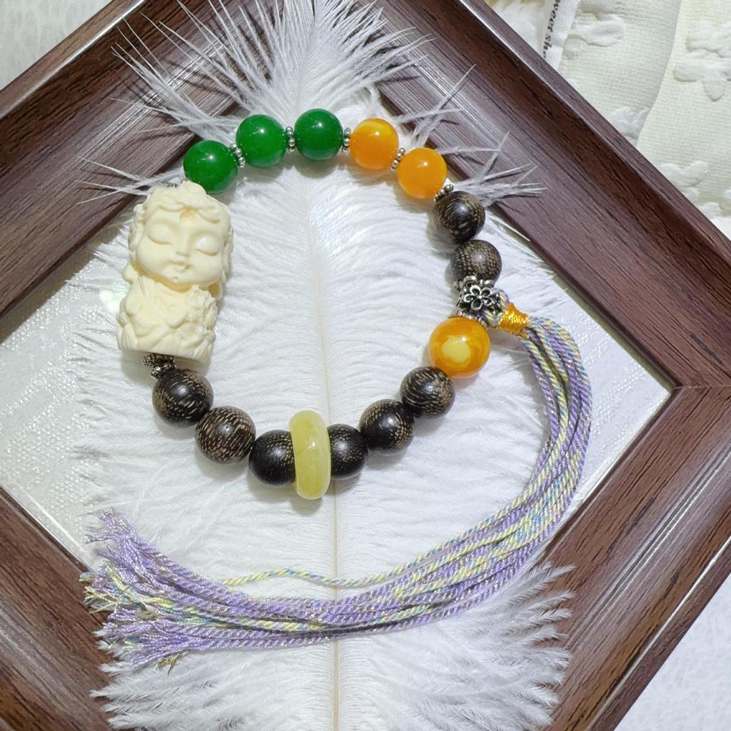 Original Chinese Agarwood Multi-Treasure Bracelet for Women - Natural Wood Beads, Retro High-End Style