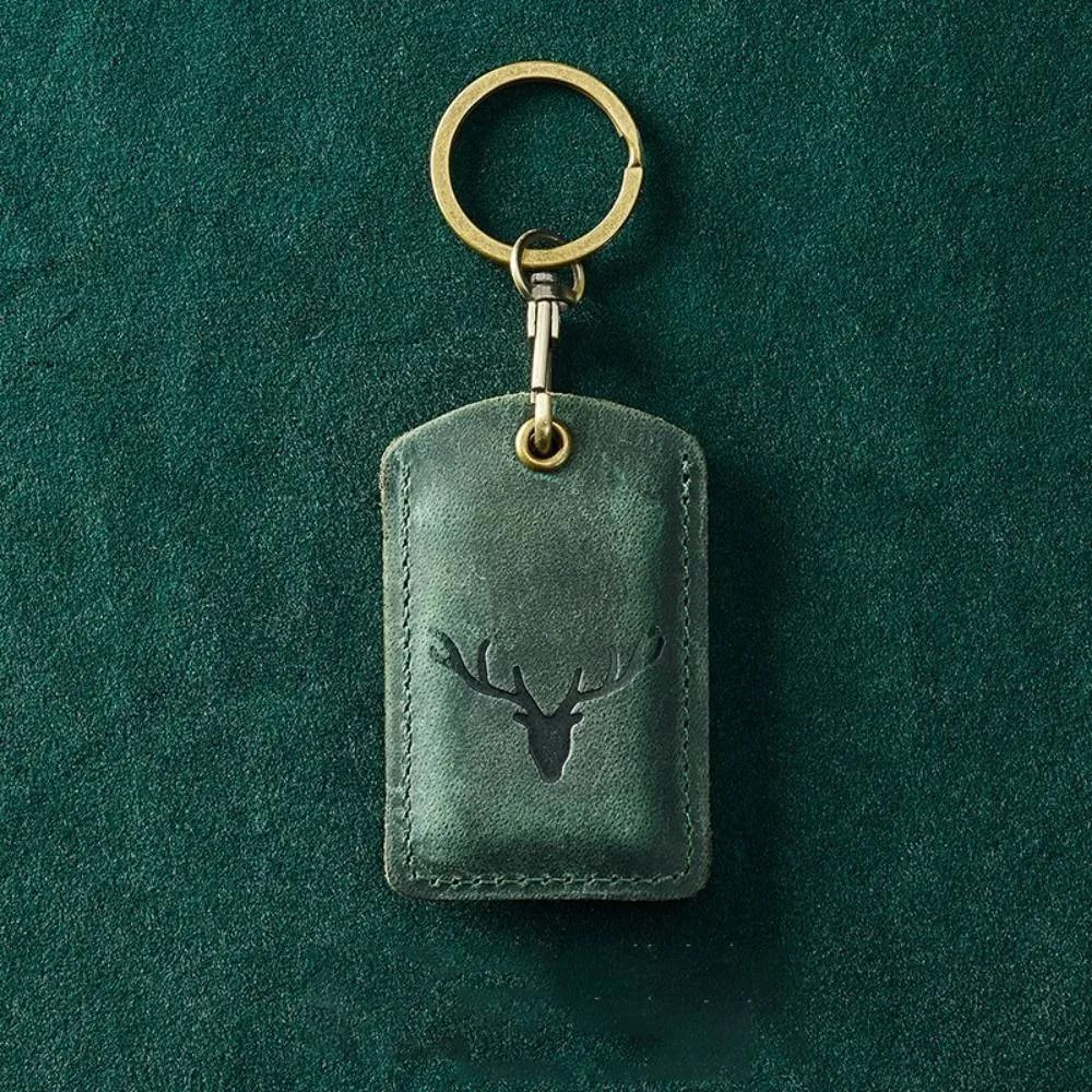 High Quality Leather Access Card Case Fingerprint-proof Anti-fall Key Tag Ring Anti-lost Accessories Access Tags Cover Universal
