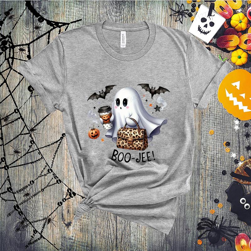 Women Cute Boo Halloween Graphic Print T-shirt for Women Girl Short Sleeve Crew Neck Casual Top for Summer Women's Tee Clothing