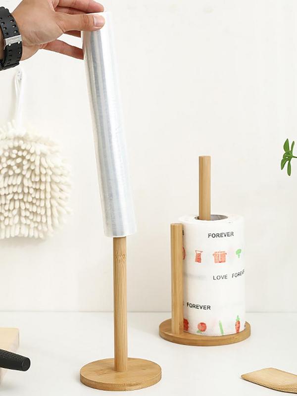 Wood Paper Towel Holder Durable Anti-Skid Tissue Vertical Stand Rack Hook For Kitchens Bathrooms Living Rooms Restaurant