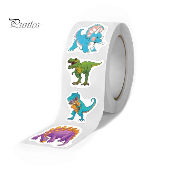 

500 шт. наклейки с животными в рулонах, милые акварельные рисунки динозавров, легко очищающиеся самоклеящиеся декоративные наклейки для детей Dinosaur