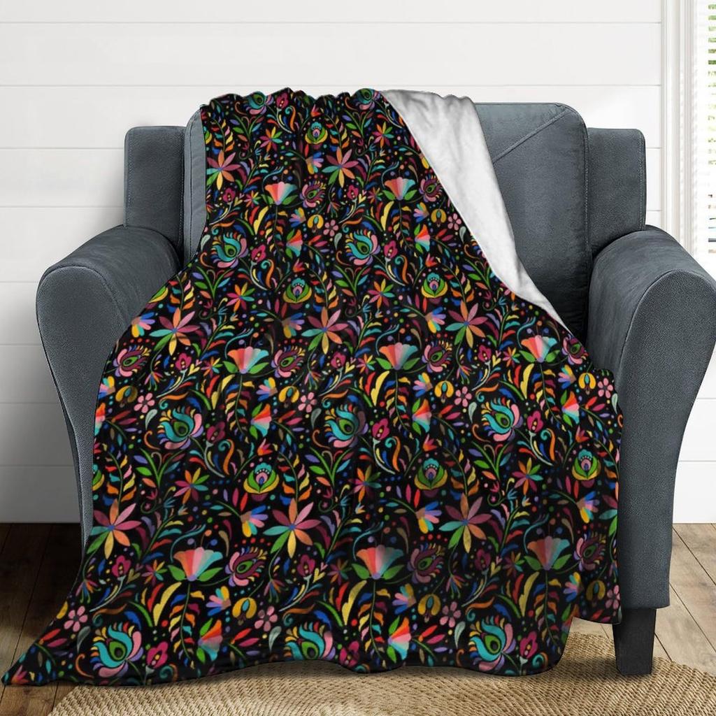 Colored Mexican Flower Bird Blanket Flannel Blanket Comfortable Plush Blanket For Nap Sofa Decor