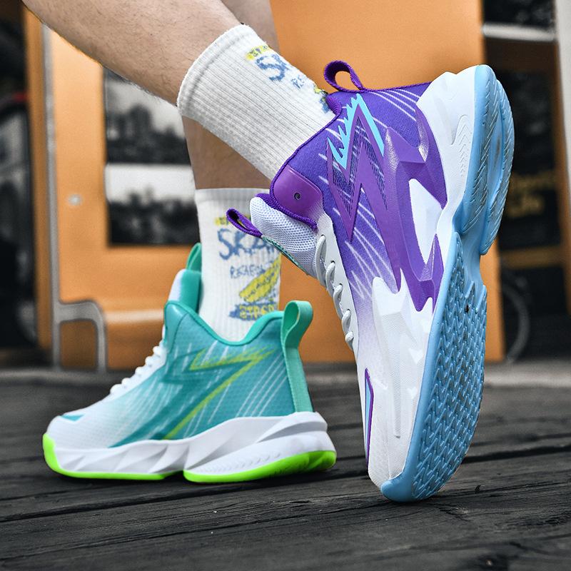 A 2025 mandarin duck two-color basketball shoe men's high-top boots cement ground actual combat sports shoes youth training shoes