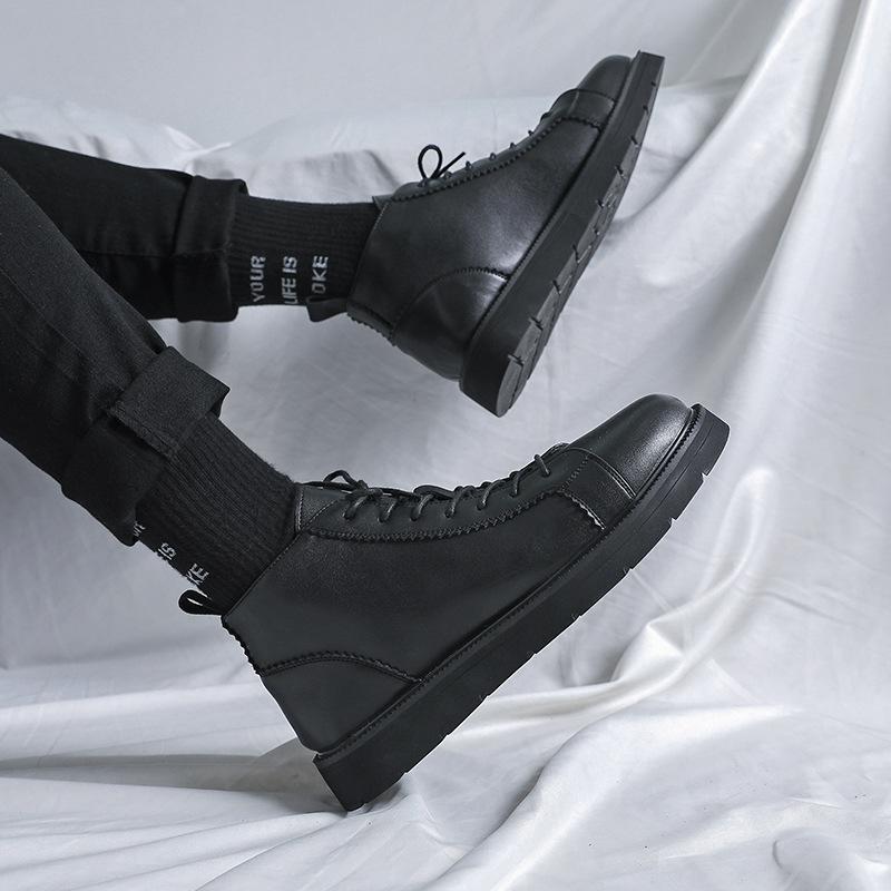 Men'S Boots 45 46 Men'S Thick-Soled, Martin Boots British Flat-Bottomed Short Leather Boots D13-R