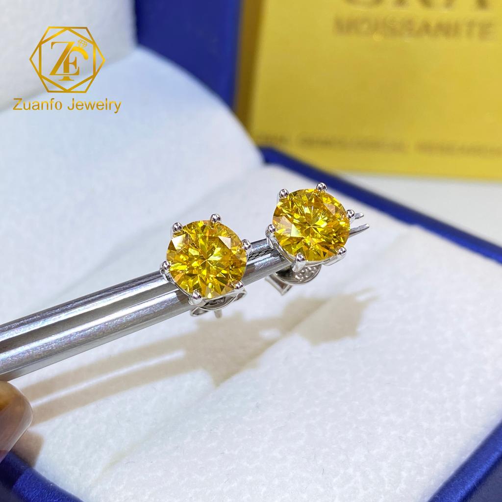 Iced Out Man 1CT 2CT 3CT Round VVS1 Moissanite Hip Hop Stud Earrings Pass Diamond Tester 925 Silver Moissanite Earrings
