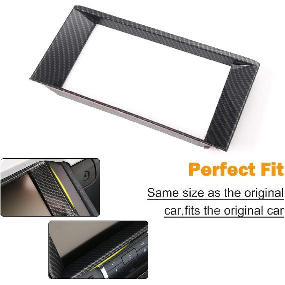 RT-TCZ Carbon Fiber Dashboard GPS 8-inch Navigation Panel Frame Bezel Trim Cover Interior Accessories for Ford Mustang 2015 2016 2017 2018 2019 2020