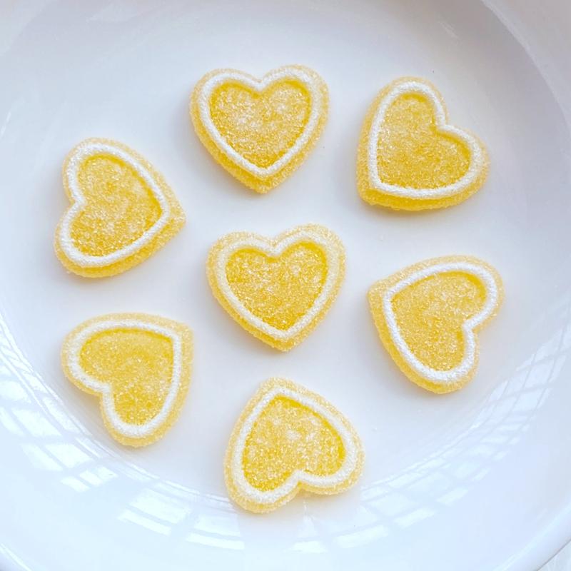 20Pcs New Cute Simulated Heart-shaped Fudge Flat Back Resin Cabochons Scrapbooking DIY Jewelry Craft Decoration Accessorie