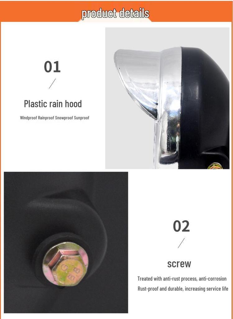 Universal Electric Tricycle LED Headlight: Super Bright, Waterproof, 12v-80v Round Accessory