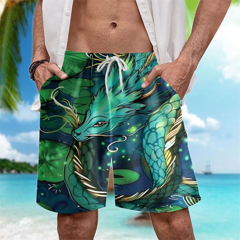 Trend Dragon Graphic Short Pants Fashion Summer Streetwear Mens 3D Printed Beach Shorts Cool Hip Hop Oversized Kids Swim Trunks