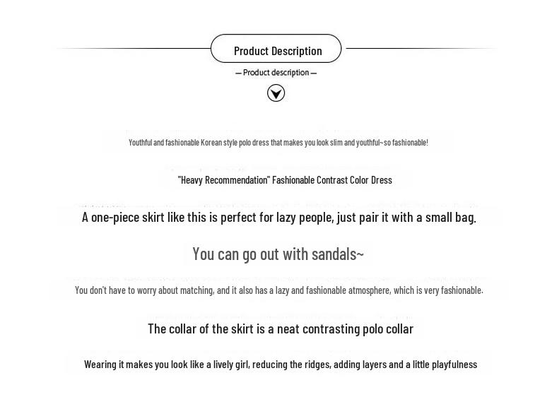 2024 Khaki Polo Dress: Small Size, Contrast Stitching, Summer Style, Loose Fit