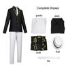 Costume Cosplay Demon Slayer Kimetsu No Yaiba Muzan Kibutsuji Élégant Noir Blanc Costume Homme Avec Passepoil Doré Anime Fête d'Halloween