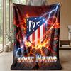 Custom Text Flannel Throw Blanket, Lightweight Cozy Bed Sofa BlanketAtletico Madrid