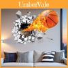 Modern Minimalist Pvc Wall Sticker With Colorful Fire Basketball Design For Boys Bedroom Decor
