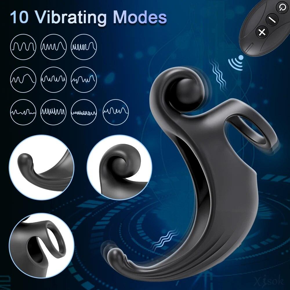 Male Penis Rings Vibrator Cock Ring for Men Ejaculation Delay Remote Control Penis Vibrator Perineum Stimulator Adults Sex Toy 18+