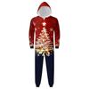 Christmas Print Parent-Child Outfit Hooded Zipper One-Piece Fashionable Home Suit Set