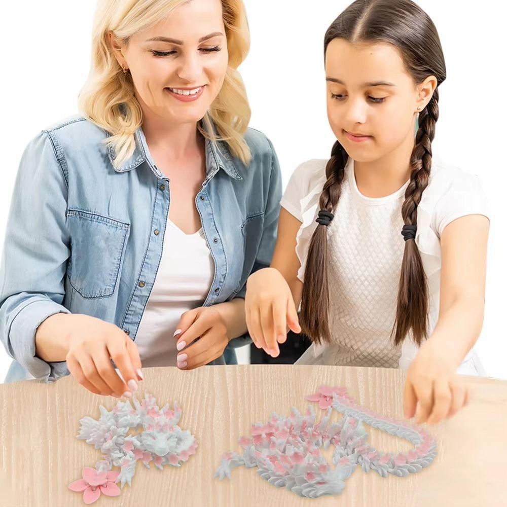 Sakura Dragon 3D Printed Diceratops Dragon Laser 3D Articulated Dragon Toys  Landscaping Decoration