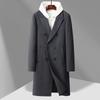 Woolen Coat Men's Long Double-breasted Warm Solid Color Business Casual Suit Collar Woolen Jacket