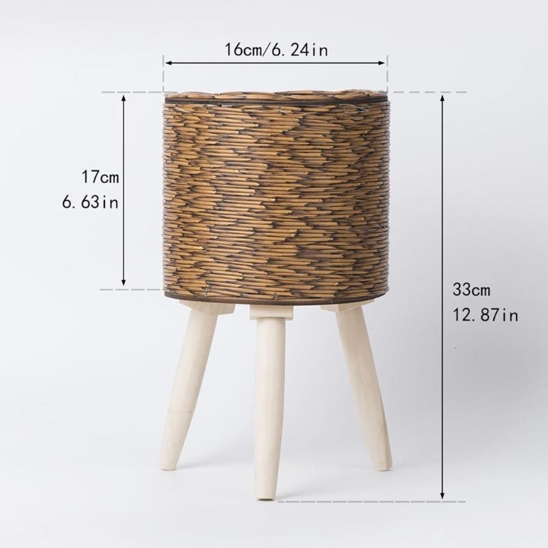 Yellow Rattan Flower Stand Handcrafted And Portable Perfect For Displaying Various Plant In Any Space
