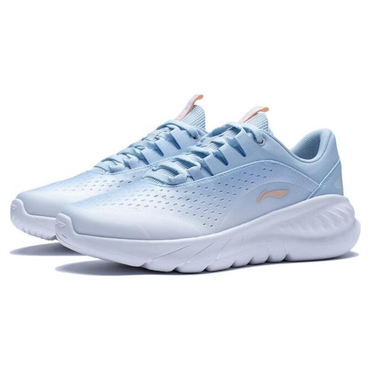 Li Ning EazGo Easy Adaptability Abrasion Resistant Breathable Low top Running Shoes Women's Blue White ARST036-3