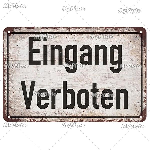 Vintage German Sign Voor Halt Metal Sign Aluminium Sign Decoration Plaque Home Wall Door Decor Bar Sign Home Plate Poster
