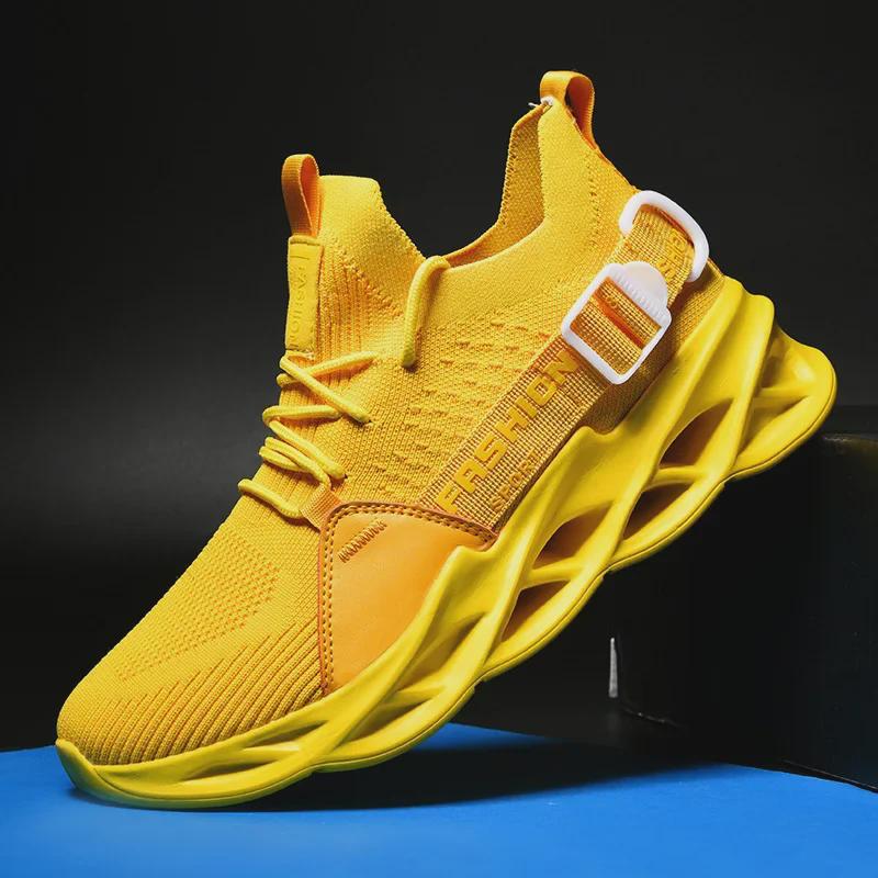 Men’s Large Size 46 Flyknit Mesh Casual Running Shoes - Breathable Trendy Spring Sports Sneakers