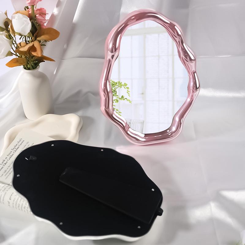 Irregular Shape Electroplated Cloud Makeup Mirror for Tabletop, Wall-Mount, or Dorm Rooms