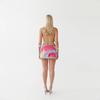 Summer Vacation Printed Slim Women's Suit Fashion Backless Hollow Lace Up Beach Outfit Sexy Asymmetrical Top with Mini Skirt Set
