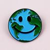 Cute Cartoon Smiling Face Metal Badge - Love the Earth Theme Souvenir, Backpack Decoration