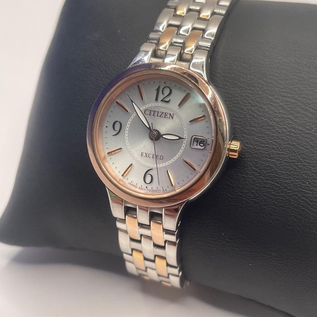 [Good condition] Citizen Exceed Eco Drive Ladies with date combination color