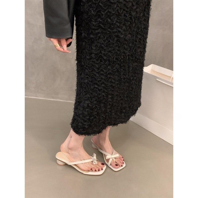 Small cool slippers women's shoes fashionable outer wear thick heel versatile fairy with skirt cover toe sandals