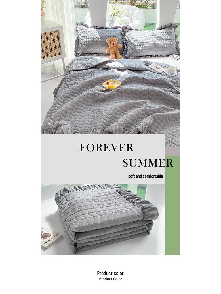 Pleated Cream Style Summer Quilt: Lightweight, Solid Color for Air Conditioning