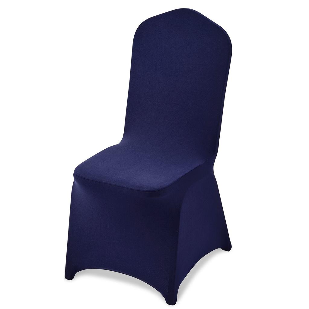 50 Pcs Navy Blue Chair Covers, Polyester Spandex Chair Cover, Stretch Slipcovers for Wedding Party Dining Banquet Flat-Front Chair Covers, Fits Chair