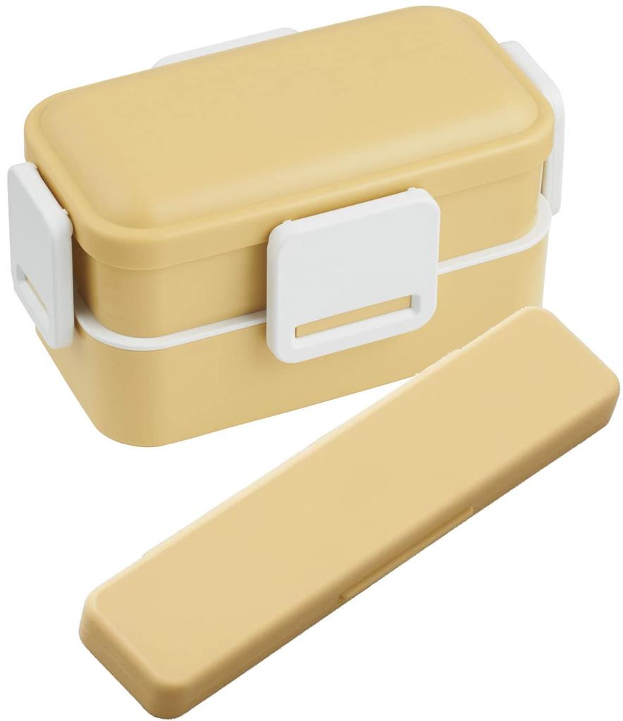 Skater Softly Serving Dome-Shaped Lid, Two-Tier Bento Box, 600ml, Dull Yellow, Made In Japan, PFLW4AG-A