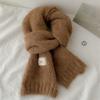 Solid Color Autumn and Winter Scarf Women's New Mohair Thickened Warm Soft Waxy Knitted Warm Student Neck Cover Korean
