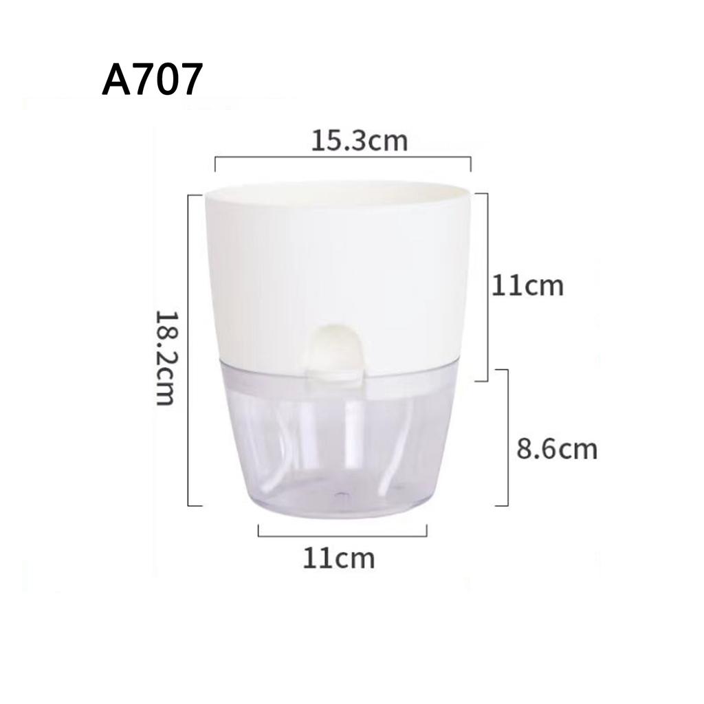 Transparent Double Layer Plastic Flower Pot Self Watering Flowerpot Cotton Rope Watering Small Plant Pot with Injection Port