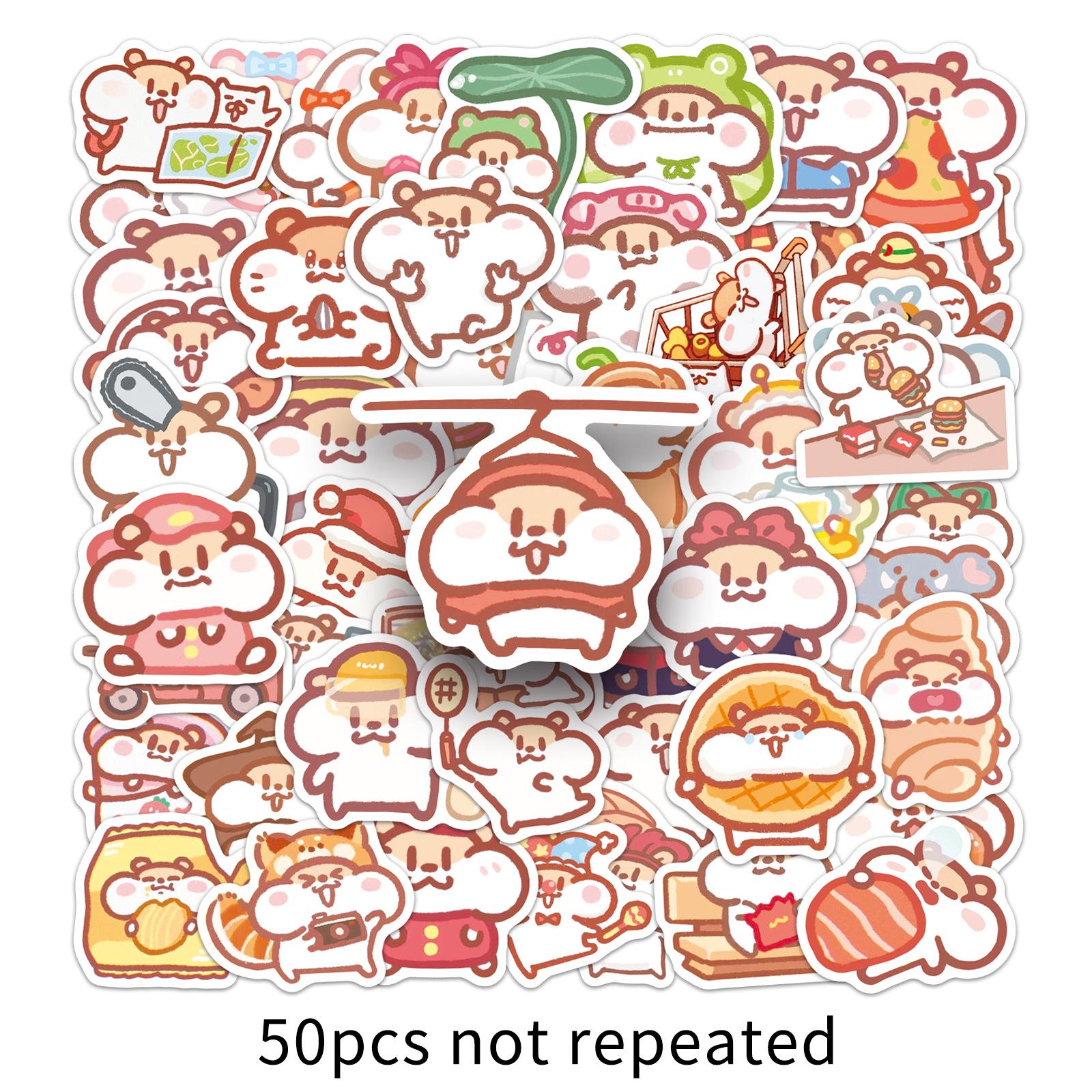 

50 Cute Milk Tea Mouse Cartoon Stickers for Thermos Cups, Power Banks, and Scooters