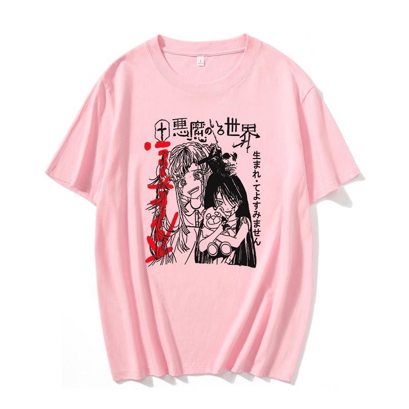 Japonský Démon Anime Punk Goth Tričko Volné Streetwear Harajuku Letní Móda Dámské Ležérní Estetické Kreslené